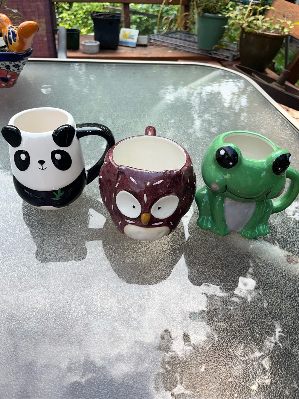 Adorable Animal Ceramic Mug Trio - Panda, Owl, Frog